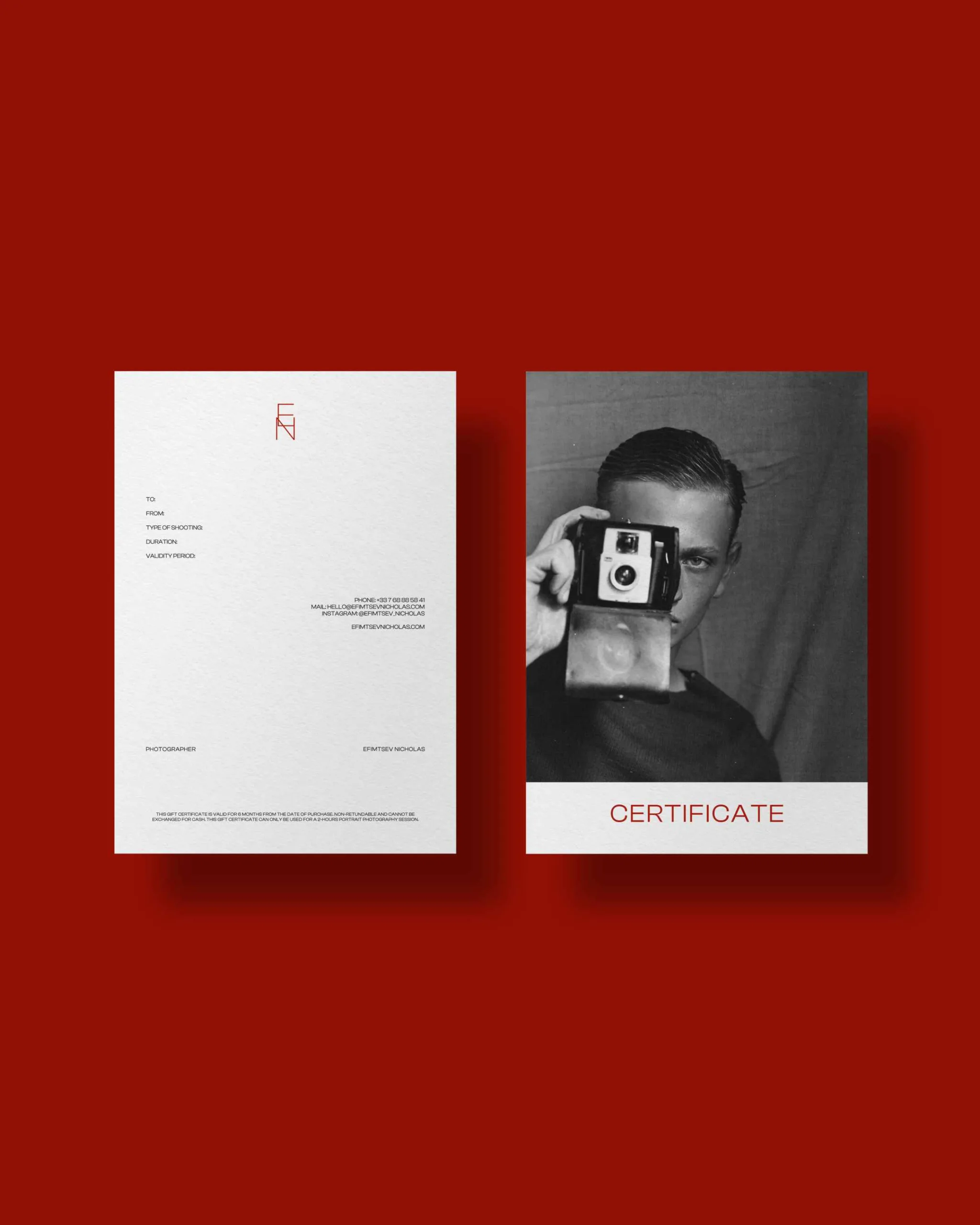 Portrait photography gift certificate by Nicholas Efimtsev
